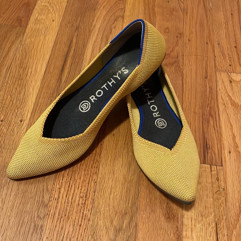 Rothy’s Yellow Pointed Toe Flat. Size 6.5